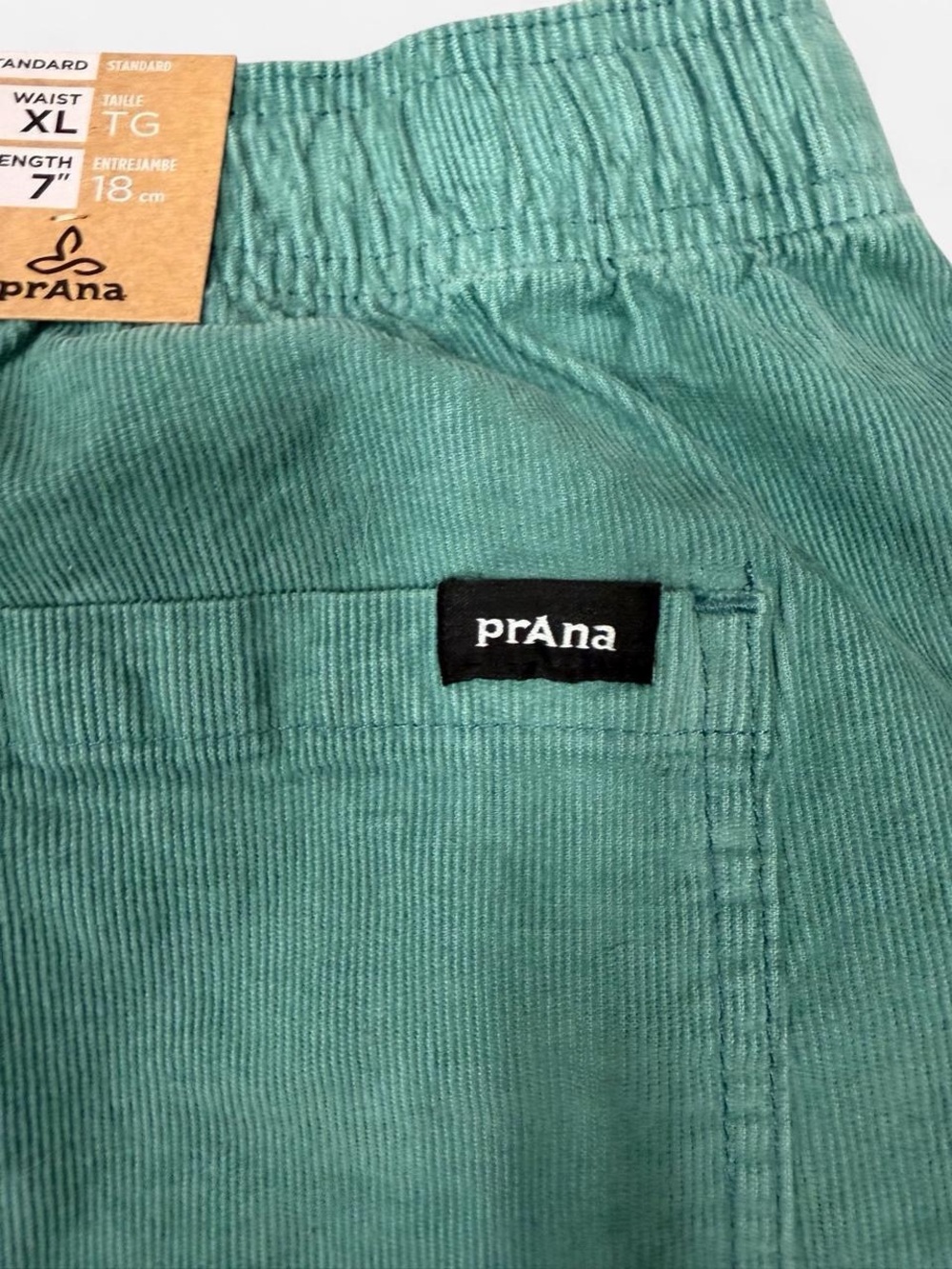 Men's PrAna Teal Corduroy Drawstring Casual Shorts - Picture 3 of 7